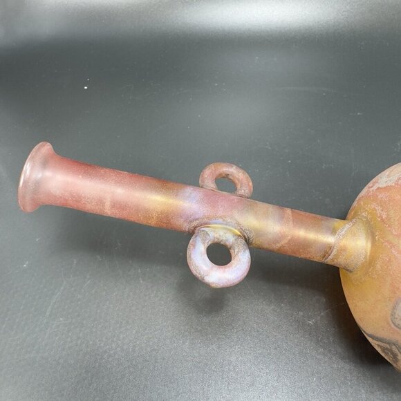 Egyptian Hand Blown Art Glass Vase Bottle Thin Lightweight Scavo Textured Glass - Picture 12 of 16